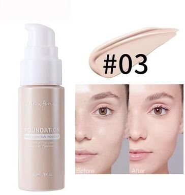 Inspired Finds Flawless Waterproof Liquid Foundation Full Coverage Concealer Foundation Sweat Resistant Long Wear Makeup #03 Porcelain Ivory