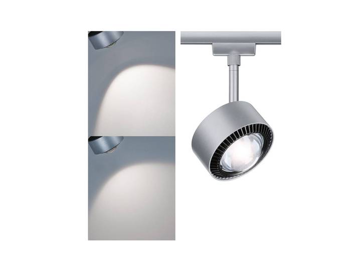 Paulmann URail LED-Spot Aldan, 4.000K, chrom matt dimmbar, alu / grau / zink, für Wohn- / Esszimmer, Metall, Modern