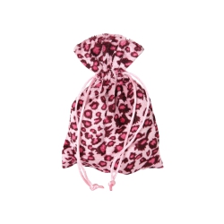 Bartl Säckchen - Beutel - Leoparden-Design - mit Kordel - ca. 120x165 mm - lang - schwarz - rosa 270389