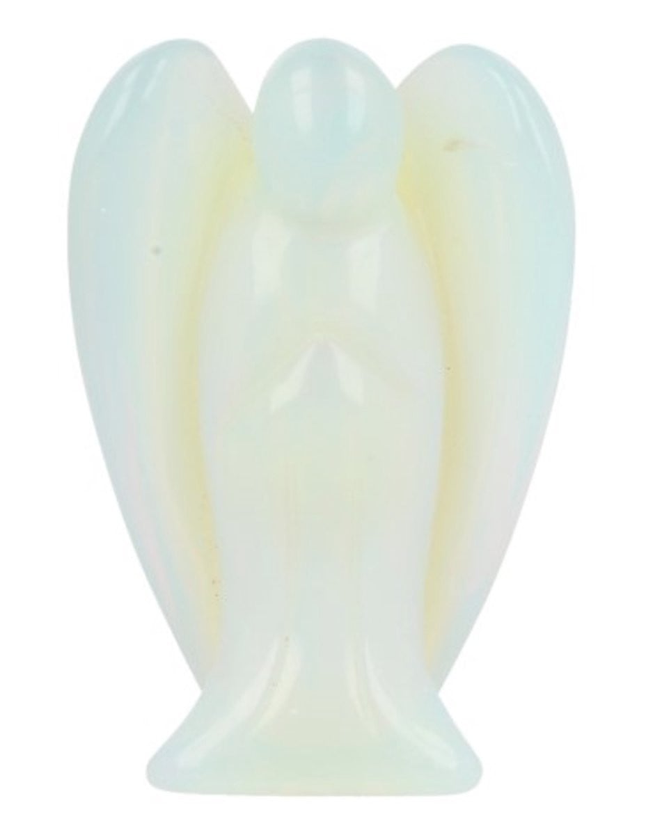 Opaliet staande engel decoratie 70 mm