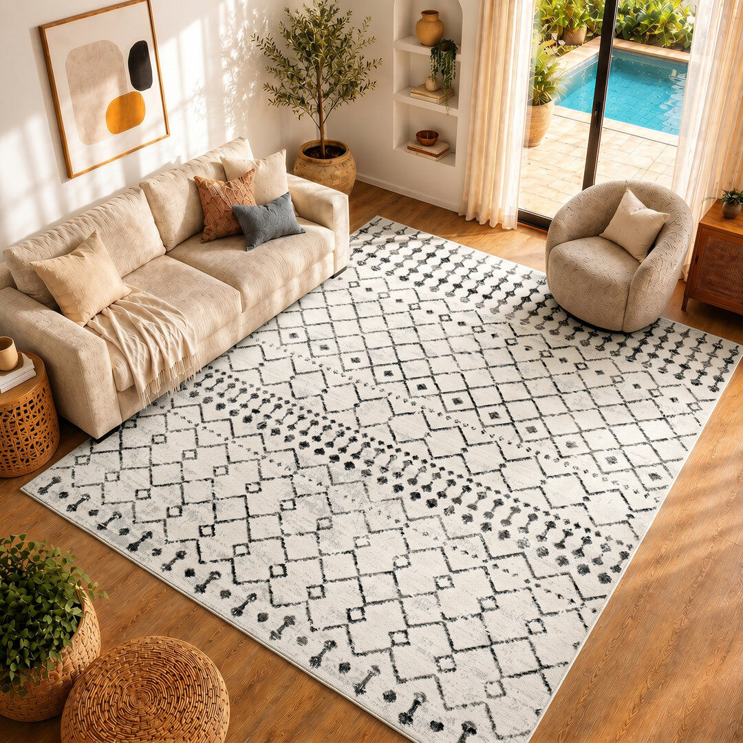 Blue Elephant Malena Black/Off-White Rug Cream;Beige;Black Rectangle 200 x 275 cm