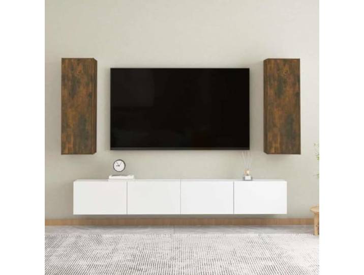 HEFZGDB TV-Hängeschränke 2 STK. Räuchereiche 30,5x30x90 cm Holzwerkstoff mit minimalistischem Design und großem Stauraum für dekorative Aufbewahrungslösungen