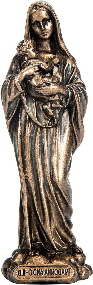 Miniatuur Madonna Religieus Beeld in Brons, Hoogte: 9 cm