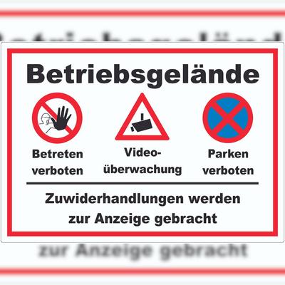 HB-Druck Aufkleber Betriebsgelände Betreten Video Parken A1 (594x841mm)