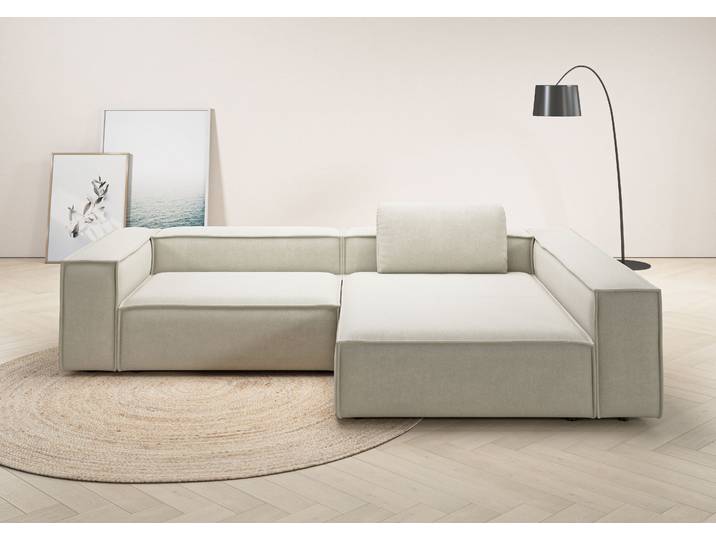 Ecksofa HOME AFFAIRE Watertown, moderne XXL L-Form, 306 cm breit, Japandi Design , beige (nature), B:306cm H:68cm T:191cm, 100% Polyester, Sofas, Ecksofa, Komfortabel mit tiefer Sitzfläche – ideal für grosse Wohnräume