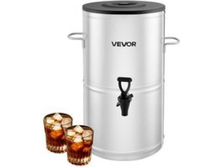VEVOR Eisteespender Getränkespender aus 304 Edelstahl 15 L Getränkedispenser mit Zapfhahn & Griff, geeignet für heiße und kalte Getränke, für Eistee, Kaffee, Wasser in Cafés und Restaurants