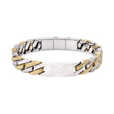 Armband EMPORIO ARMANI "Schmuck Geschenk Edelstahl", silber (edelstahlfarben, gelbgoldfarben), Armbänder, Damen, 21,5cm, Edelstahl, Armband
