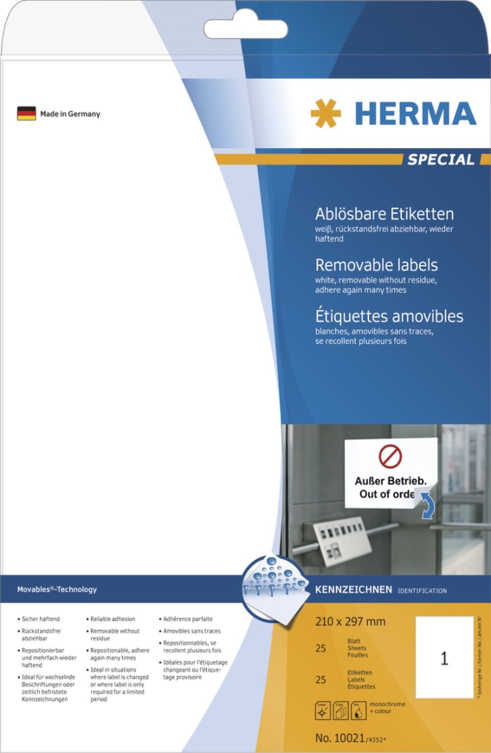 Herma 10021 Universal-Etiketten 21.0x29.7 cm (25 Blatt (25 Etiketten))