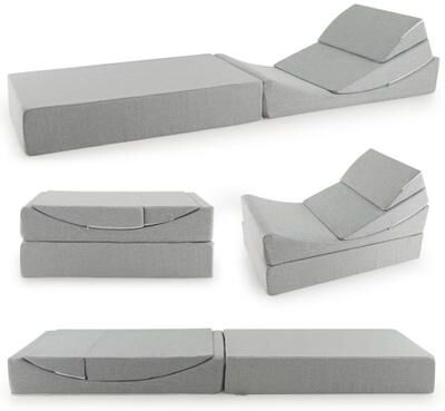 Costway 4-in-1 Convertible Folding Sofa Bed with High-Density Foam-Gray