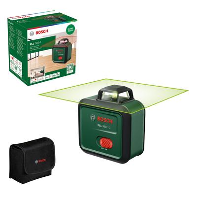 Linienlaser BOSCH HOME & GARDEN "PLL 360-1G UNI", grün, B:6,1cm H:12,4cm L:11cm, Lasermessgeräte, mit Stativ und eingebautem Akku