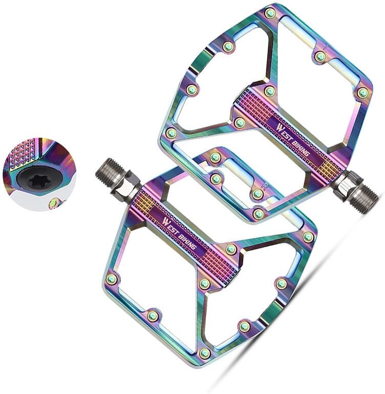 INF Aluminiumlegierung Mountainbike-Pedale mit Molybdänstahl-Achse, kompakt 12.6cm x 10.3cm (Paar)