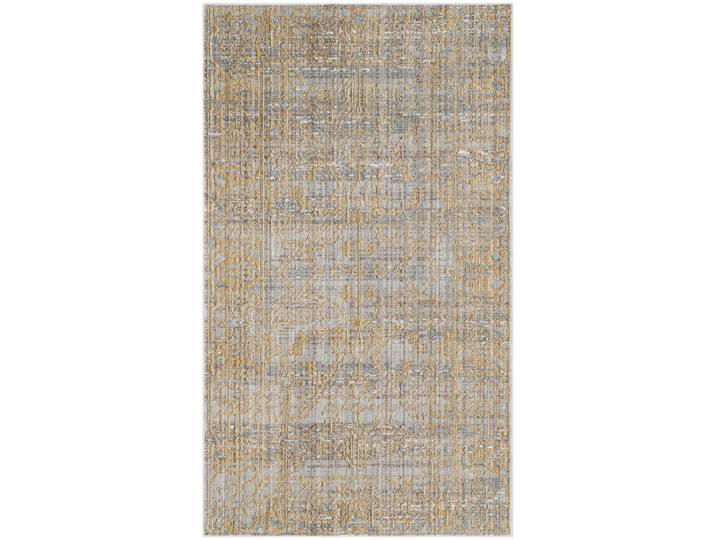 Tapis artisanat inspiré en polyester gris/or, 122 x 183 cm