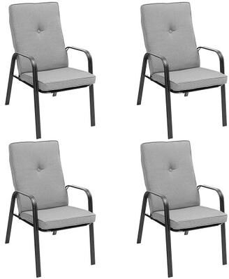 Costway 4 Patio Dining Stackable Chairs Set with High-Back Cushions
