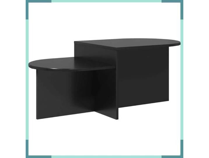 FHE Table basse Chêne - Bois d'ingénierie - Rangement - Intérieur - Noir - 100x50x40 cm