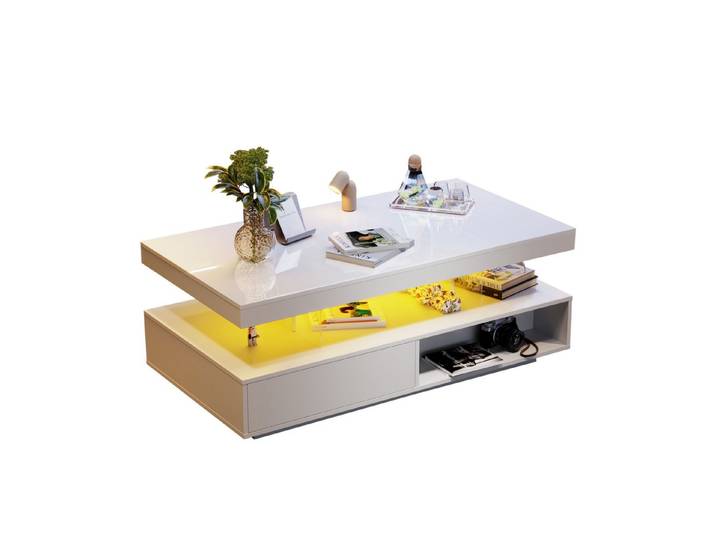 Thanaddo Couchtisch Hochglanz Couchtisch,Unterschrank im Wohnzimmer, Couchtisch