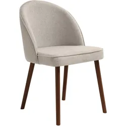STUHL Luna, Polsterstuhl für das Esszimmer mit wengefarbenen Holzbeinen, Beige