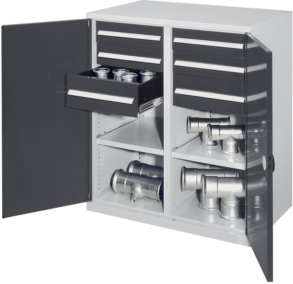 Kappes Schwerlastbeistellschrank Mod. 71 RAL 7035/7016 Doppelwandtüren mit Ausstattung (1472.01.2024)