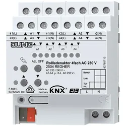 JUNG, Aktor, Jalousieausgang KNX REG 4f 6A Handbedien 2504REGHER (Rolladenaktor)