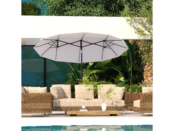 Outsunny Parasol Double Inclinable 295x152cm Blanc