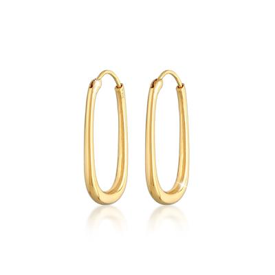 Paar Creolen ELLI PREMIUM "Ohrringe Creolen Oval Elegant Zeitlos 925 Silber" Gr. 30, gold, Ohrringe, Damen, 30, ohne Stein, Silber 925 (Sterlingsilber)