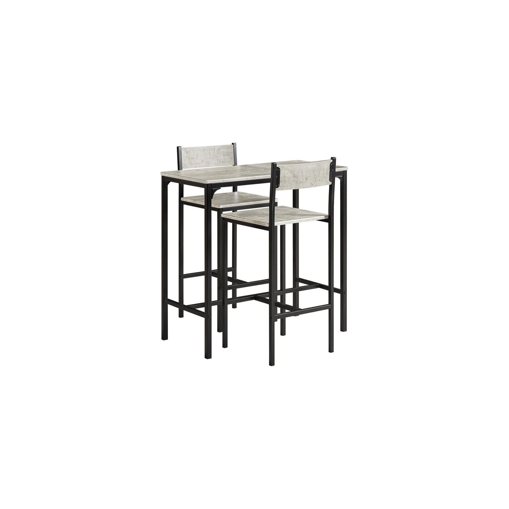 SoBuy Essgruppe mit 2 platzsparenden Stühlen Hellgrau 89x45x87cm Industriell