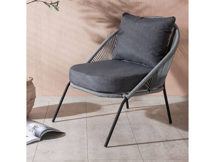 Loungesessel Lindos 73 x 78 x 85cm Grau/Grau