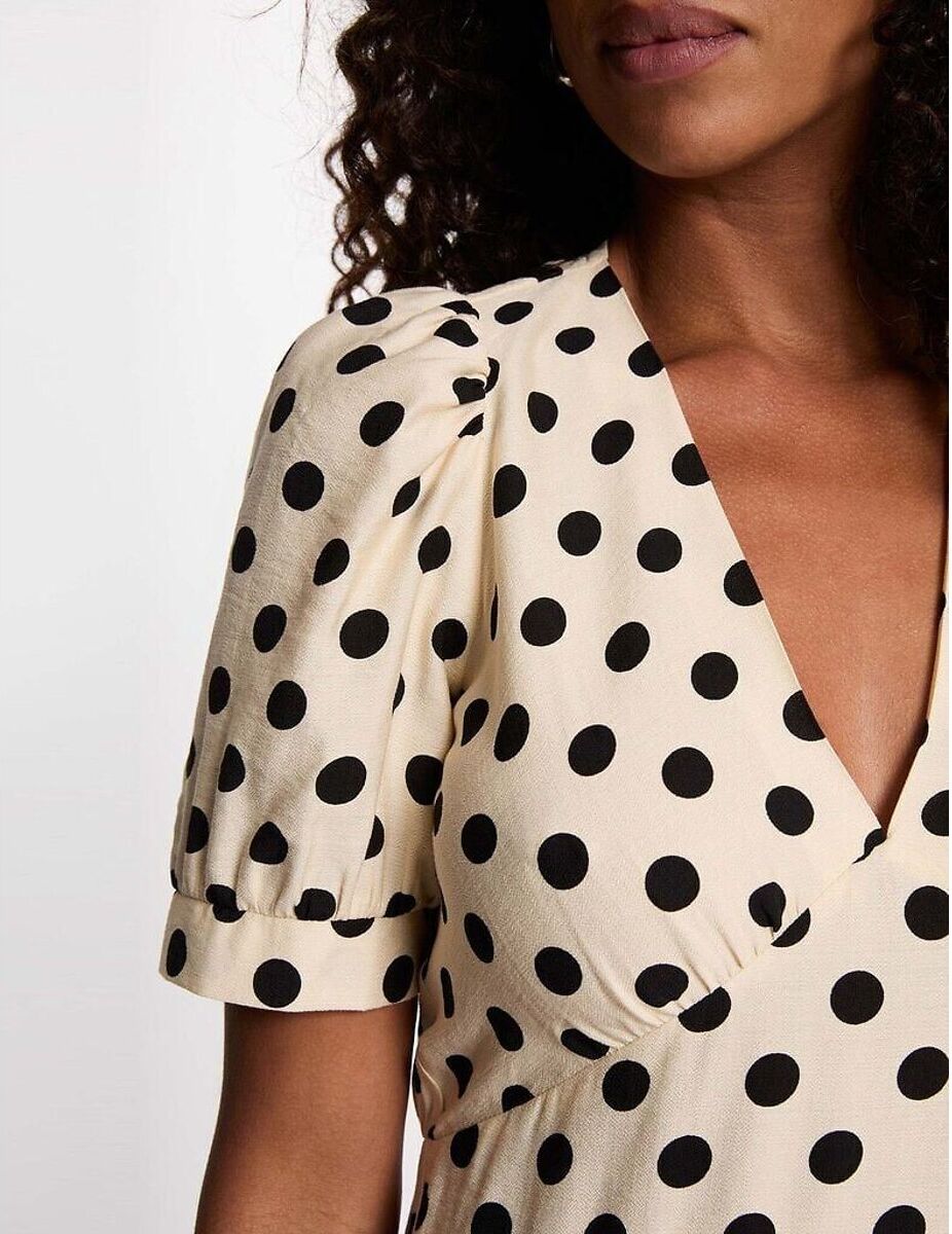 MORGAN Robe longue à pois, manches courtes