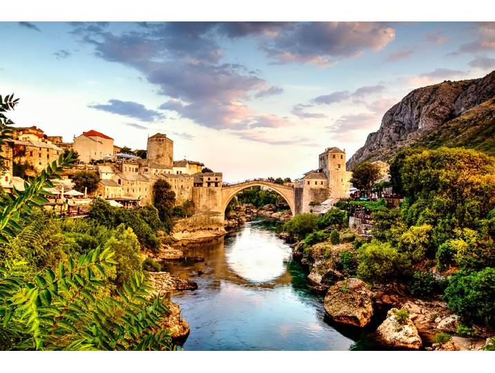 Fototapete PAPERMOON Mostar Alte Brücke , bunt, B:3m L:2,23m, Vlies, Tapeten, Fototapete