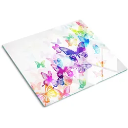 GLASPLATTE 60x52 cm Bunte Schmetterlinge