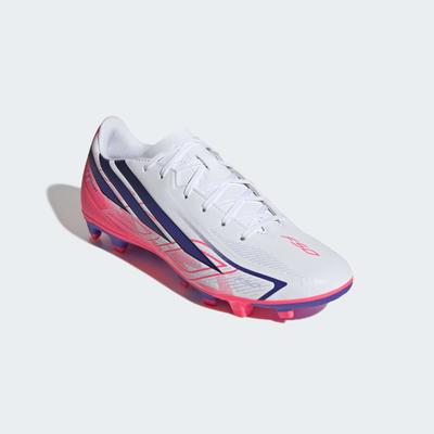Fußballschuh ADIDAS PERFORMANCE "F50 HYPERFAST CLUB, FESTE BÖDEN/GEMISCHTE BÖDEN", Herren, Gr. 44, pink (cloud weiß, solar lila, solar turbo), Synthetik, Schuhe Fußballschuh, für viele verschiedene Böden geeignet