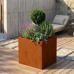 Pflanzkübel Vaargel 60x60x60 cm Cortenstahl Edelrost [casa.pro]