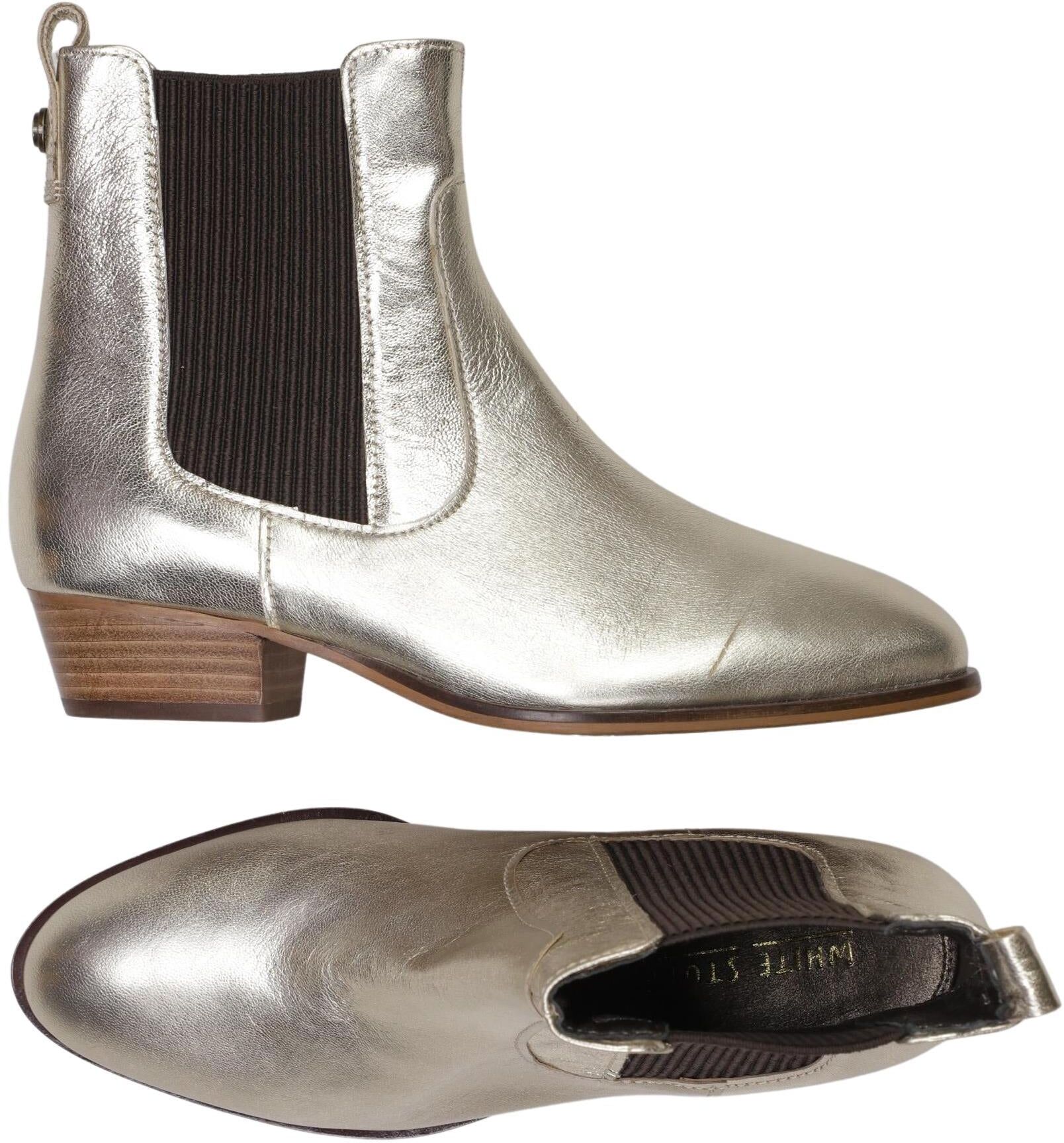 White Stuff Damen Stiefelette, Silber, Gr. EU 37, Leder - Second Hand