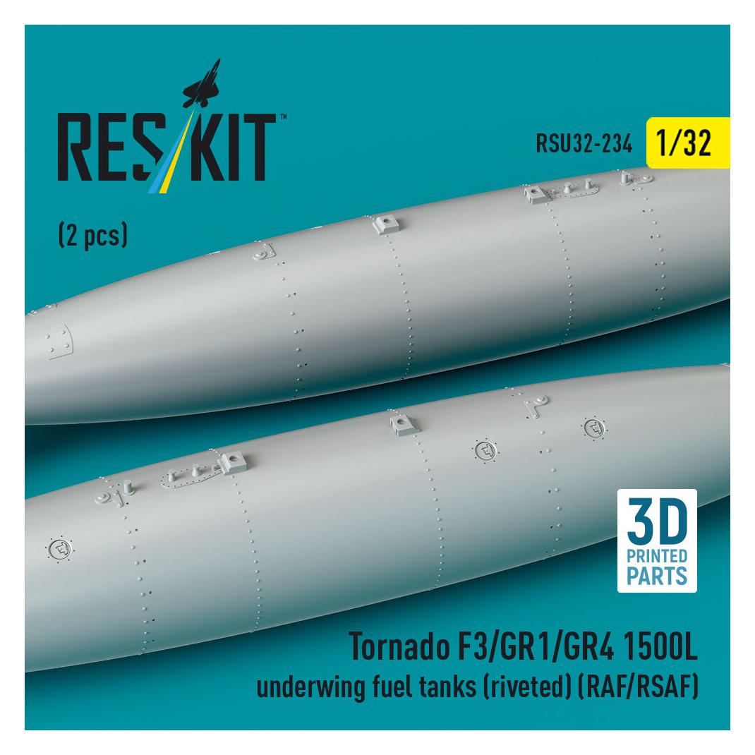 ResKit Tornado F3/GR1/GR4 1500L underwing fuel tanks (riveted) (RAF/RSAF) (2 pcs) (3D Printed) (RSU32-0234)