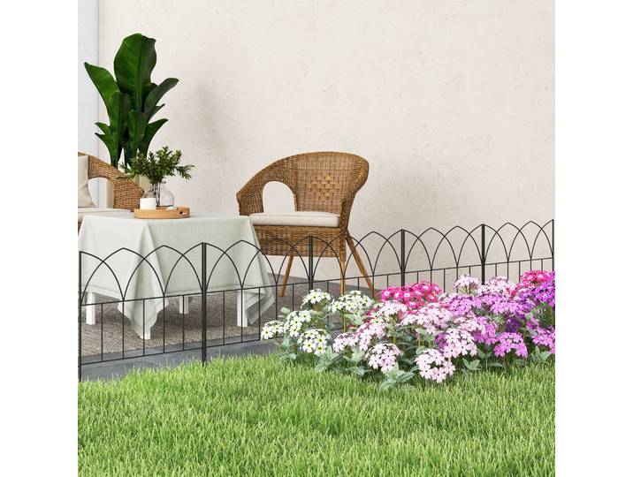 Outsunny 5 Panneaux Clôture Métal Jardin 205x45.5cm