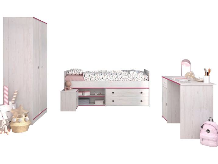 Jugendzimmer-Set PARISOT Smoozy , weiß, B:95cm T:203cm, Schlafzimmermöbel-Sets