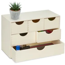 Relaxdays Schubladenbox Holz Creme