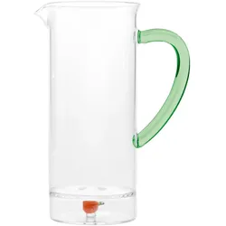 Zafferano Obstvitrine, handgefertigte Karaffe aus Borosilikatglas, Orangen-Dekor, Doppelboden, elegantes Design für den Tisch, exklusives Wohnaccessoire