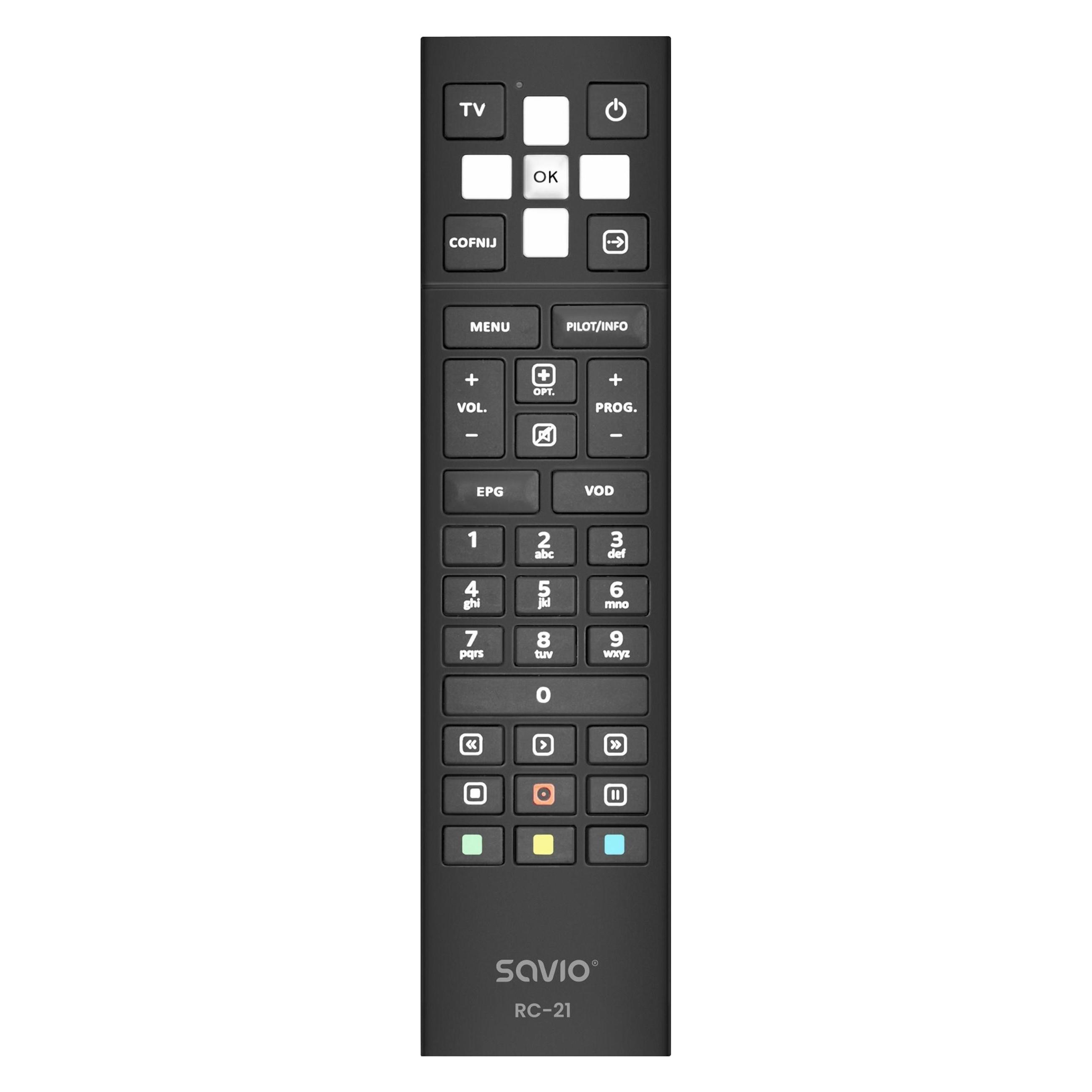 Savio RC-21 Fernbedienung Drucktasten (Gerätespezifische Fernbedienung, Infrarot) (RC-21)