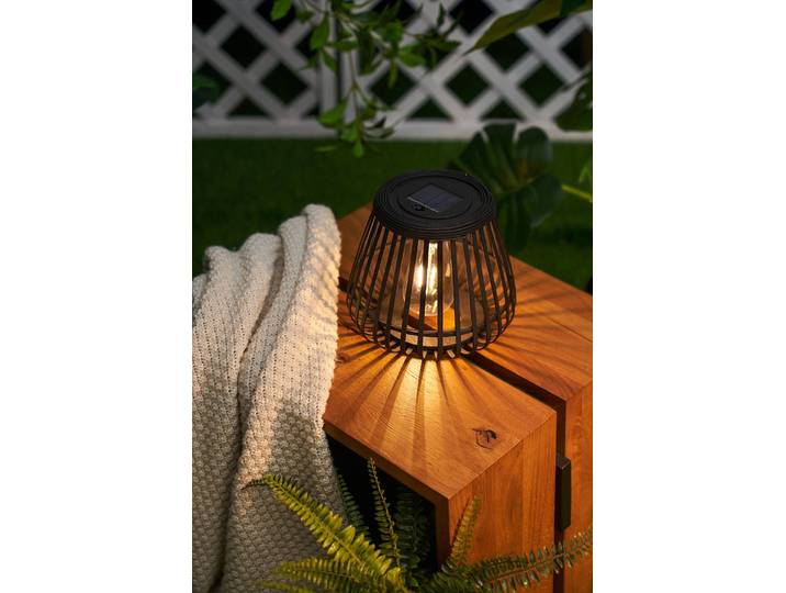 Lanterne solaire Sunshine Glimmer 20 x 18 x 20cm Noir Partiellement en bambou massif, naturel LED Module LED