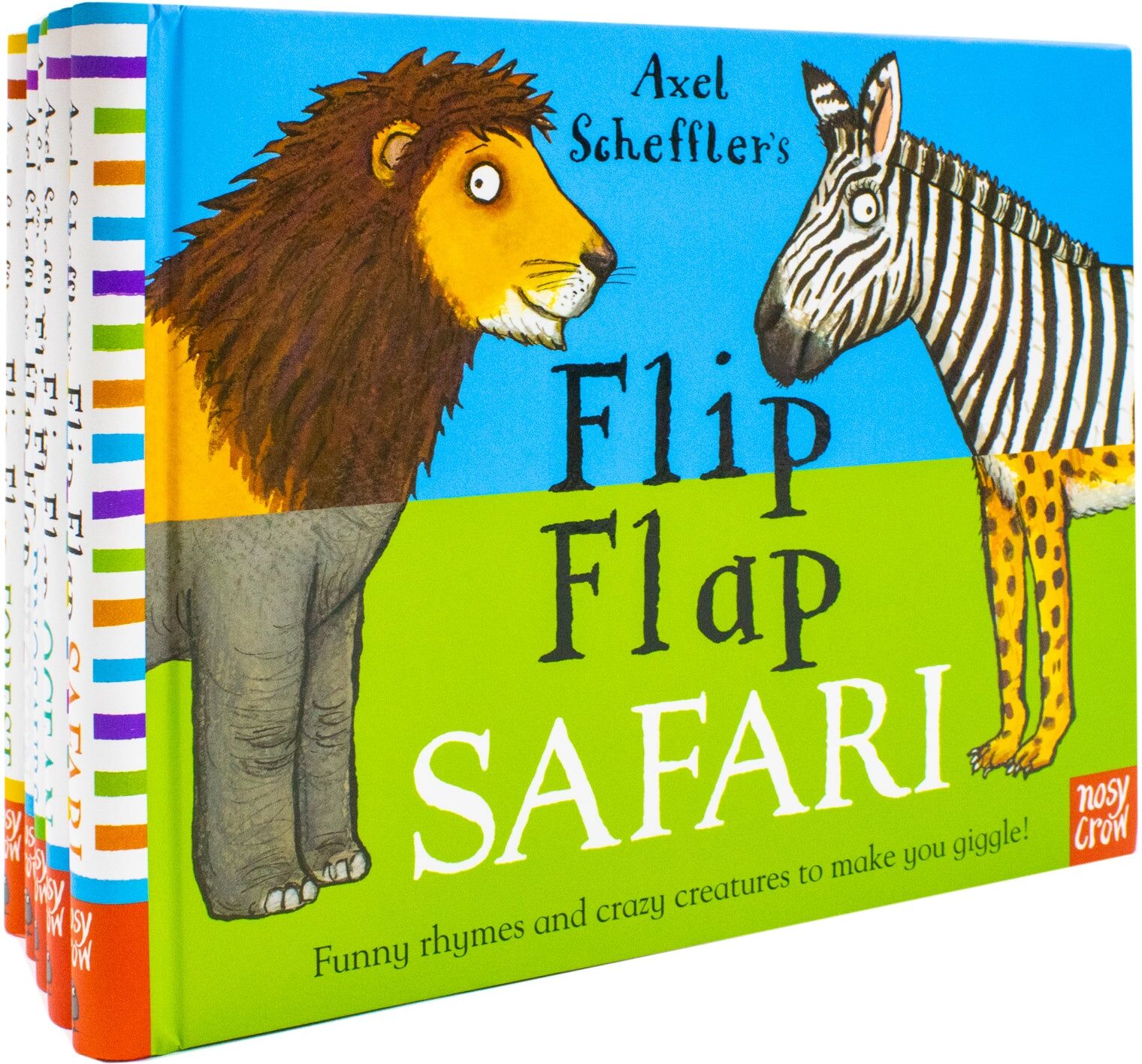 Nosy Crow Axel Schefflers Flip Flap Series 5 Books Collection (6-10) (Safari, Ocean, Dinosaurs, Frozen, Forest)