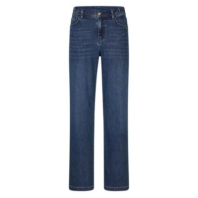 Regular-fit-Jeans GOLDNER "Kurzgröße 5-Pocket Jeans-Culotte VERA", Damen, Gr. 25, K-Gr, blau (dunkelblau), Obermaterial: 99% Baumwolle CO. 1% Elasthan EL., Modisch, weit, Jeans, used Waschung