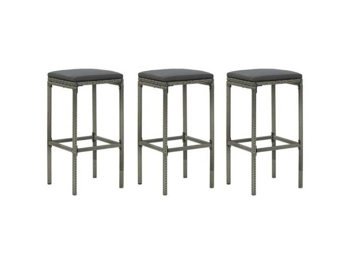 Tabourets de bar - ESTINK - Gris Résine tressée - Lot de 3 - Siège confortable