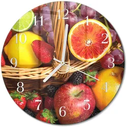 WANDUHR aus Glas Ø30 cm - Obst