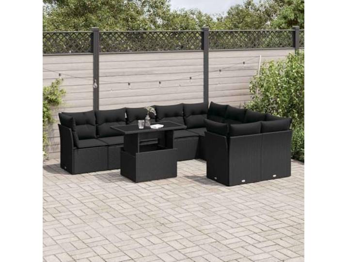 YUTAASU 10-TLG. Poly Rattan Sofagarnitur Schwarz mit Kissen