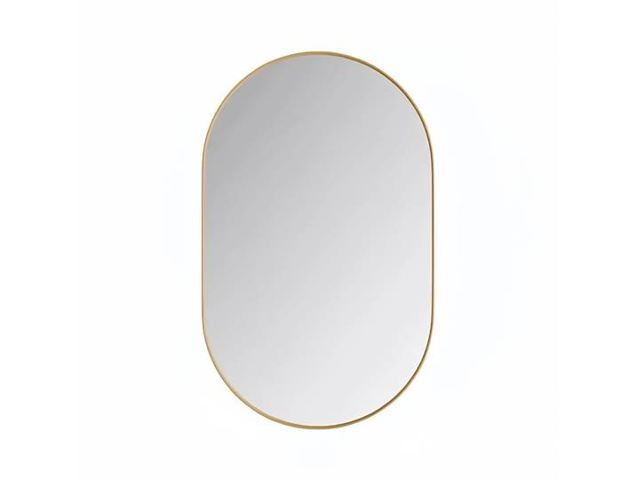 Armoire à miroir ovale pour installation ou fixation murale, avec étagères réglables, 85x51,5x12 cm, Or