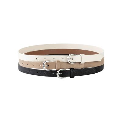 Hüftgürtel BONPRIX "Gürtel (3er Pack)", Damen, Gr. 120, beige (mandelbeige, cremeweiß, schwarz), Lederimitat, mehrfarbig, Gürtel Hüftgürtel, aus Polyurethan in Lederoptik, bequeme Passform, casual Stil