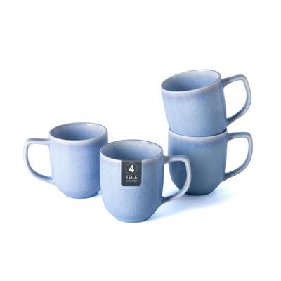 Becher OTTO HOME "Kaffeebecher Flett, mit Reaktivglasur, 4er Set", blau, H:9,7cm Ø:8,6cm, Porzellan, Trinkgefäße, Becher, spülmaschinenfest und mikrowellengeeignet, 340 ml