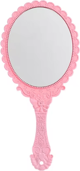Inspire Curations Vintage Oval Handheld Vanity Mirror With Standing Base pink