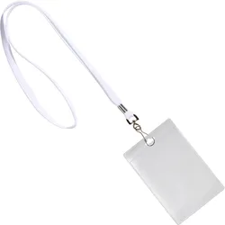 100 Ausweishülle mit Band Hochformat | weiß | A7, Weich-PVC, Polyester
