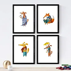 POSTER Set mit 4 erwachsenen Hunden A3 Rahmenlos